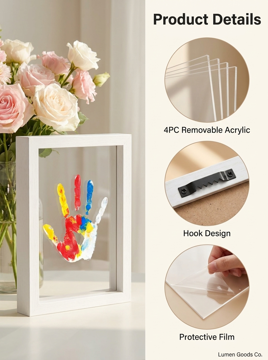 Family Handprint Kit & DIY Craft Keepsake Wooden Frame