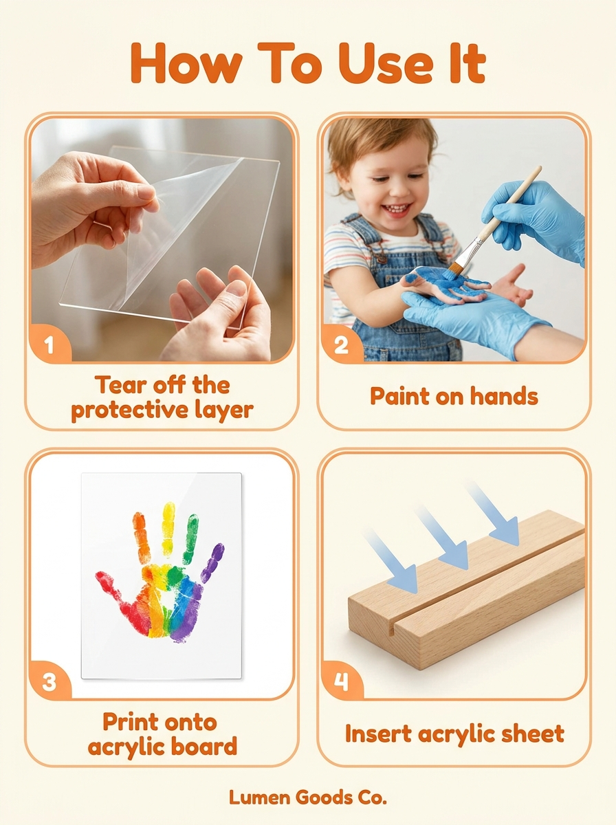 Family Handprint Kit & DIY Craft Keepsake Wooden Frame